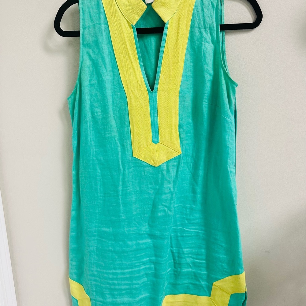 Sail to Sable Turquoise and Yellow Sleeveless Dress